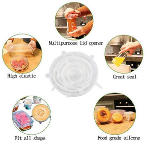 6 Pcs Silicone Stretch Lids Keeping Fresh Seal Reusable Bowl Pot Lid Cover Pan Cooking Kitchen Accessories