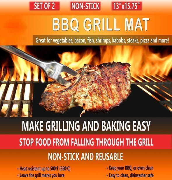 REUSABLE NON-STICK BBQ GRILL MAT (2PCS )
