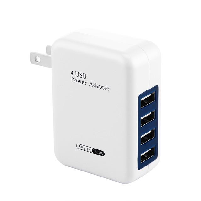 EU US Plug 4 Ports USB 5V 3.1A Charger Adapter Travel USB Smart Charger